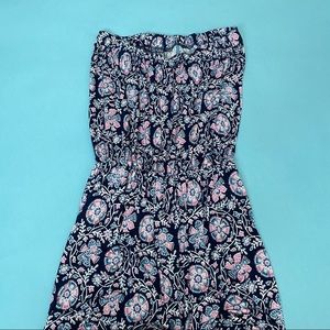 Floral navy blue pink strapless jumpsuit